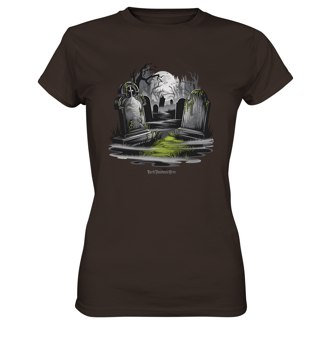 Spukfriedhof mit Vollmond und Nebel - Gruselige Halloween - Kunst - Ladies Premium Shirt | Lady - Shirts | Dark Shadows Arts