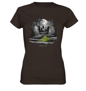 Spukfriedhof mit Vollmond und Nebel - Gruselige Halloween - Kunst - Ladies Premium Shirt | Lady - Shirts | Dark Shadows Arts