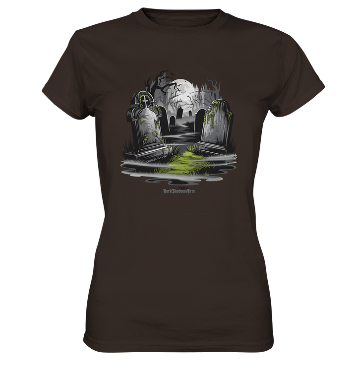 Spukfriedhof mit Vollmond und Nebel - Gruselige Halloween - Kunst - Ladies Premium Shirt | Lady - Shirts | Dark Shadows Arts
