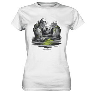Spukfriedhof mit Vollmond und Nebel - Gruselige Halloween - Kunst - Ladies Premium Shirt | Lady - Shirts | Dark Shadows Arts