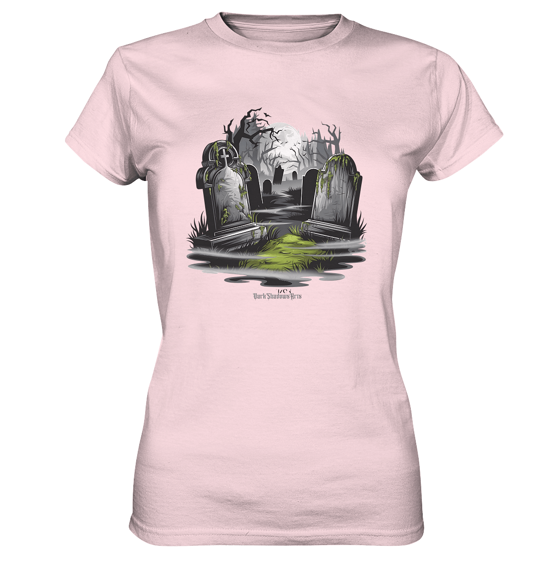 Spukfriedhof mit Vollmond und Nebel - Gruselige Halloween - Kunst - Ladies Premium Shirt | Lady - Shirts | Dark Shadows Arts