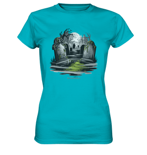 Spukfriedhof mit Vollmond und Nebel - Gruselige Halloween - Kunst - Ladies Premium Shirt | Lady - Shirts | Dark Shadows Arts
