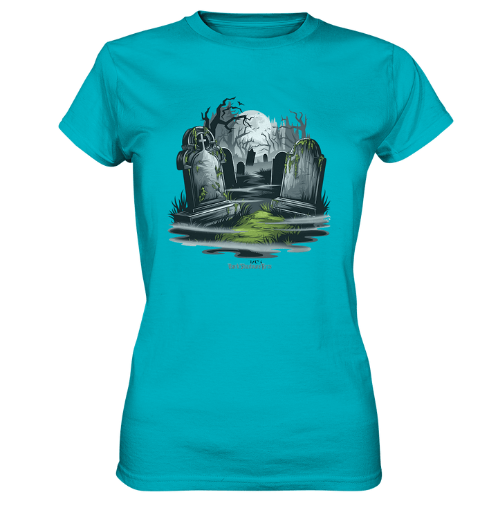 Spukfriedhof mit Vollmond und Nebel - Gruselige Halloween - Kunst - Ladies Premium Shirt | Lady - Shirts | Dark Shadows Arts