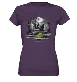 Spukfriedhof mit Vollmond und Nebel - Gruselige Halloween - Kunst - Ladies Premium Shirt | Lady - Shirts | Dark Shadows Arts