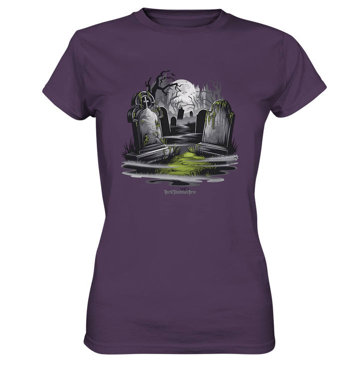 Spukfriedhof mit Vollmond und Nebel - Gruselige Halloween - Kunst - Ladies Premium Shirt | Lady - Shirts | Dark Shadows Arts