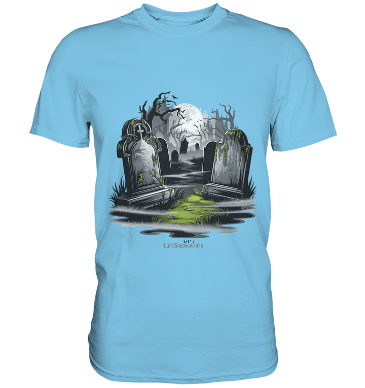 Spukfriedhof mit Vollmond und Nebel - Gruselige Halloween - Kunst - Premium Shirt | Unisex - Shirts | Dark Shadows Arts