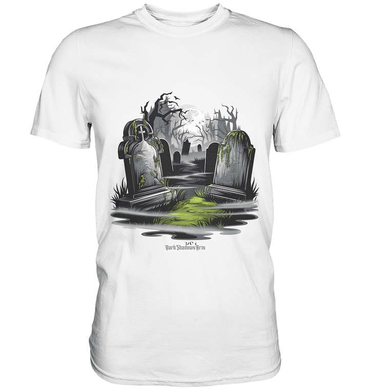Spukfriedhof mit Vollmond und Nebel - Gruselige Halloween - Kunst - Premium Shirt | Unisex - Shirts | Dark Shadows Arts