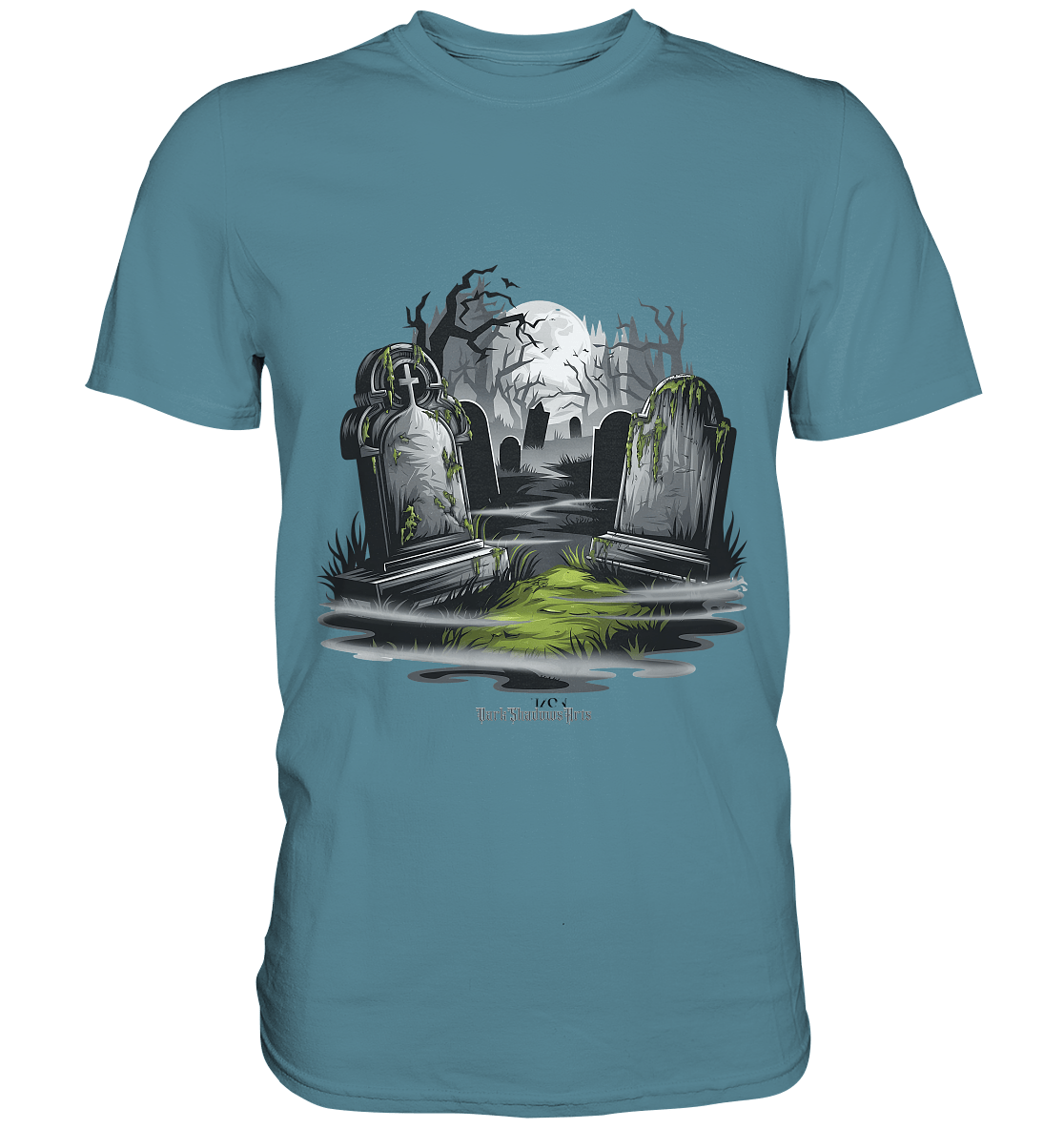 Spukfriedhof mit Vollmond und Nebel - Gruselige Halloween - Kunst - Premium Shirt | Unisex - Shirts | Dark Shadows Arts