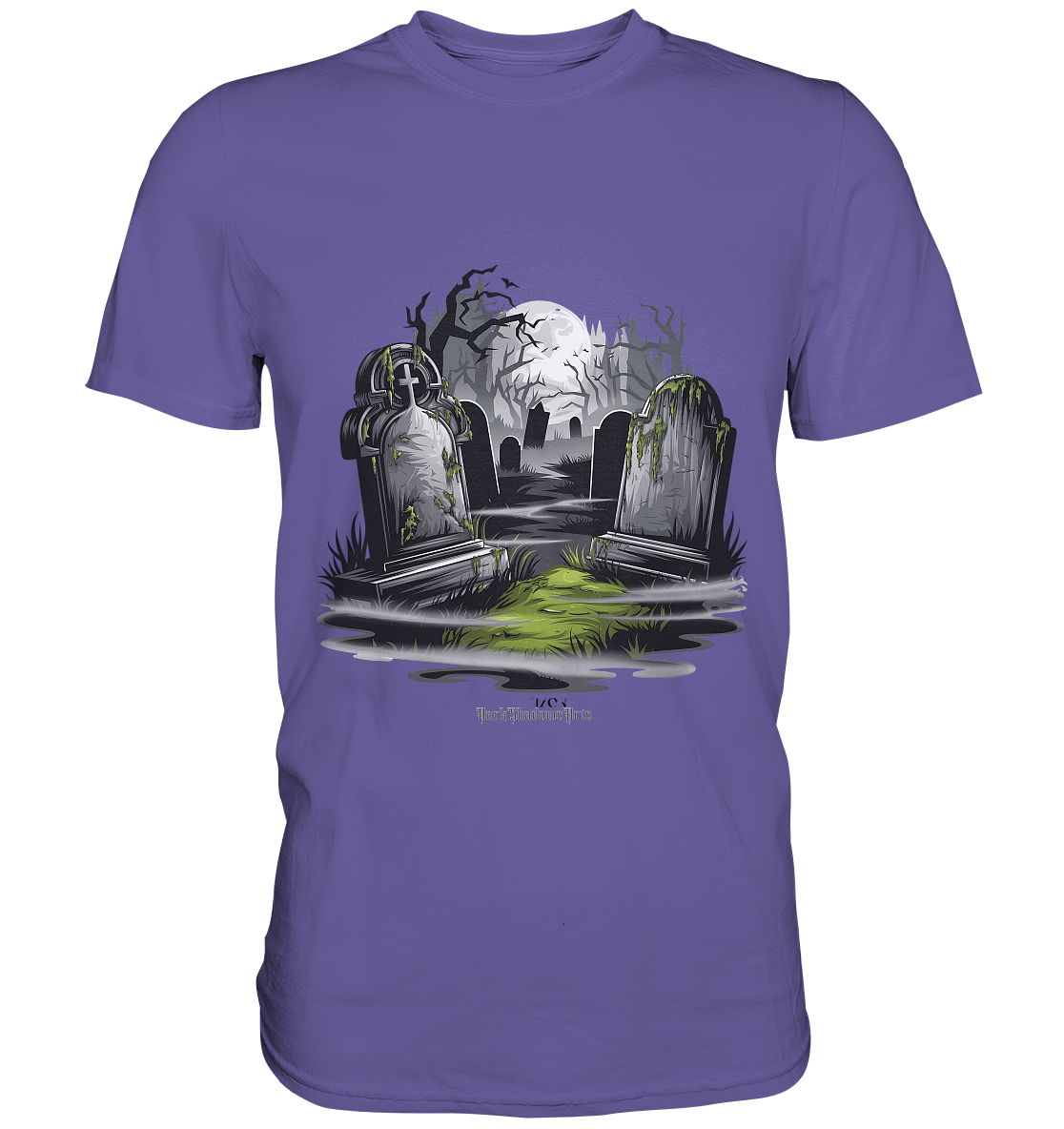Spukfriedhof mit Vollmond und Nebel - Gruselige Halloween - Kunst - Premium Shirt | Unisex - Shirts | Dark Shadows Arts