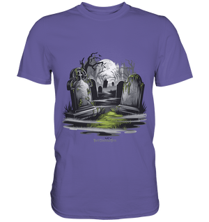 Spukfriedhof mit Vollmond und Nebel - Gruselige Halloween - Kunst - Premium Shirt | Unisex - Shirts | Dark Shadows Arts