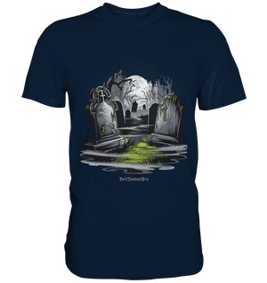 Spukfriedhof mit Vollmond und Nebel - Gruselige Halloween - Kunst - Premium Shirt | Unisex - Shirts | Dark Shadows Arts