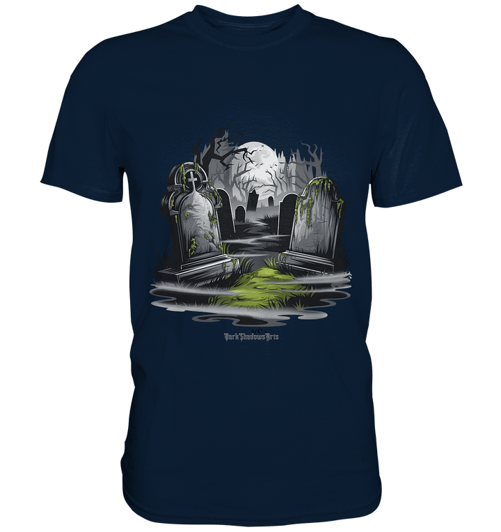Spukfriedhof mit Vollmond und Nebel - Gruselige Halloween - Kunst - Premium Shirt | Unisex - Shirts | Dark Shadows Arts