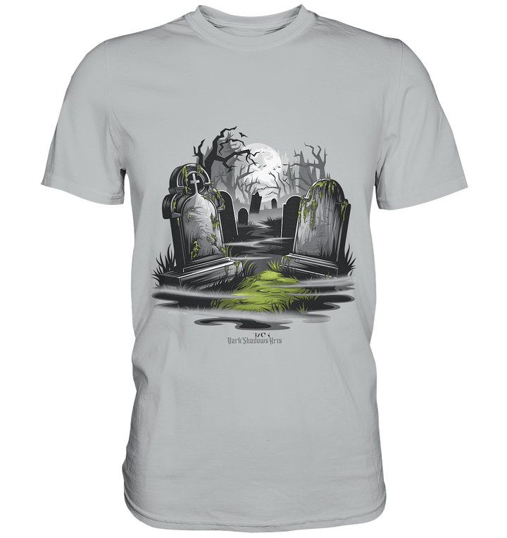 Spukfriedhof mit Vollmond und Nebel - Gruselige Halloween - Kunst - Premium Shirt | Unisex - Shirts | Dark Shadows Arts