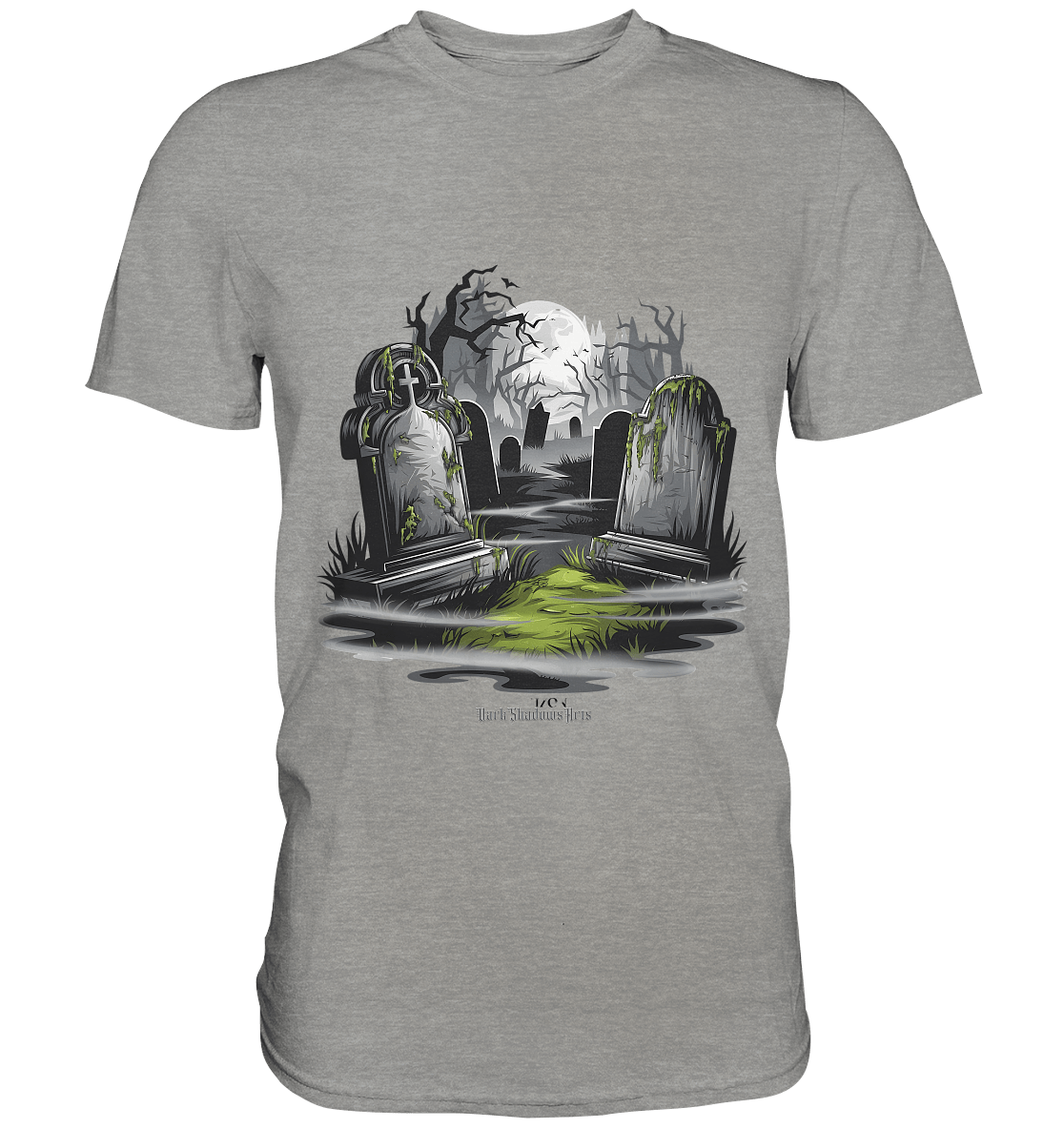 Spukfriedhof mit Vollmond und Nebel - Gruselige Halloween - Kunst - Premium Shirt | Unisex - Shirts | Dark Shadows Arts