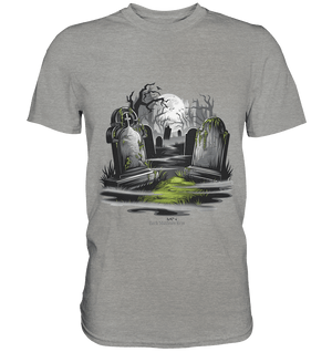 Spukfriedhof mit Vollmond und Nebel - Gruselige Halloween - Kunst - Premium Shirt | Unisex - Shirts | Dark Shadows Arts