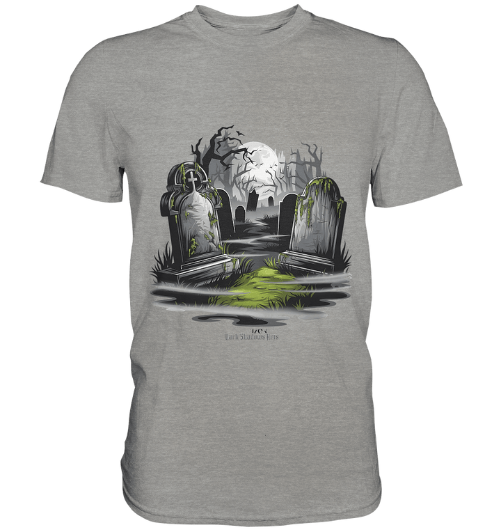 Spukfriedhof mit Vollmond und Nebel - Gruselige Halloween - Kunst - Premium Shirt | Unisex - Shirts | Dark Shadows Arts