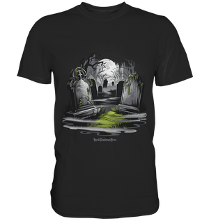 Spukfriedhof mit Vollmond und Nebel - Gruselige Halloween - Kunst - Premium Shirt | Unisex - Shirts | Dark Shadows Arts