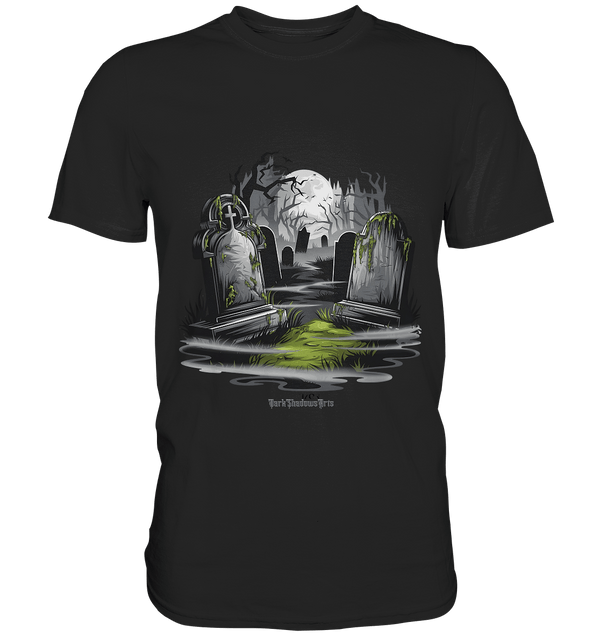 Spukfriedhof mit Vollmond und Nebel - Gruselige Halloween - Kunst - Premium Shirt | Unisex - Shirts | Dark Shadows Arts