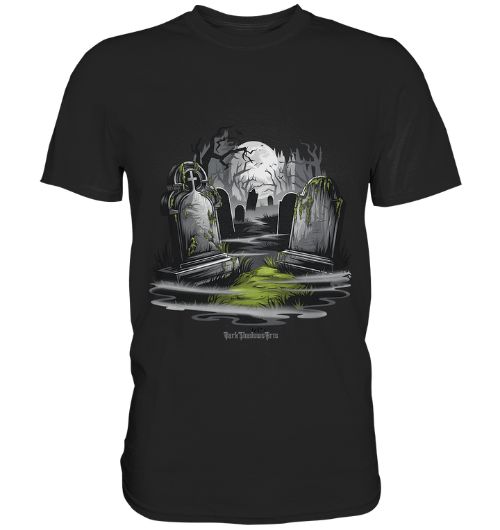 Spukfriedhof mit Vollmond und Nebel - Gruselige Halloween - Kunst - Premium Shirt | Unisex - Shirts | Dark Shadows Arts
