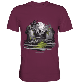Spukfriedhof mit Vollmond und Nebel - Gruselige Halloween - Kunst - Premium Shirt | Unisex - Shirts | Dark Shadows Arts