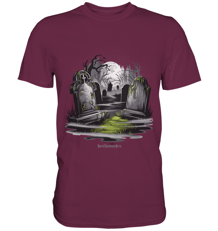 Spukfriedhof mit Vollmond und Nebel - Gruselige Halloween - Kunst - Premium Shirt | Unisex - Shirts | Dark Shadows Arts