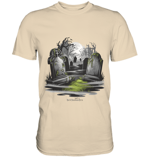 Spukfriedhof mit Vollmond und Nebel - Gruselige Halloween - Kunst - Premium Shirt | Unisex - Shirts | Dark Shadows Arts