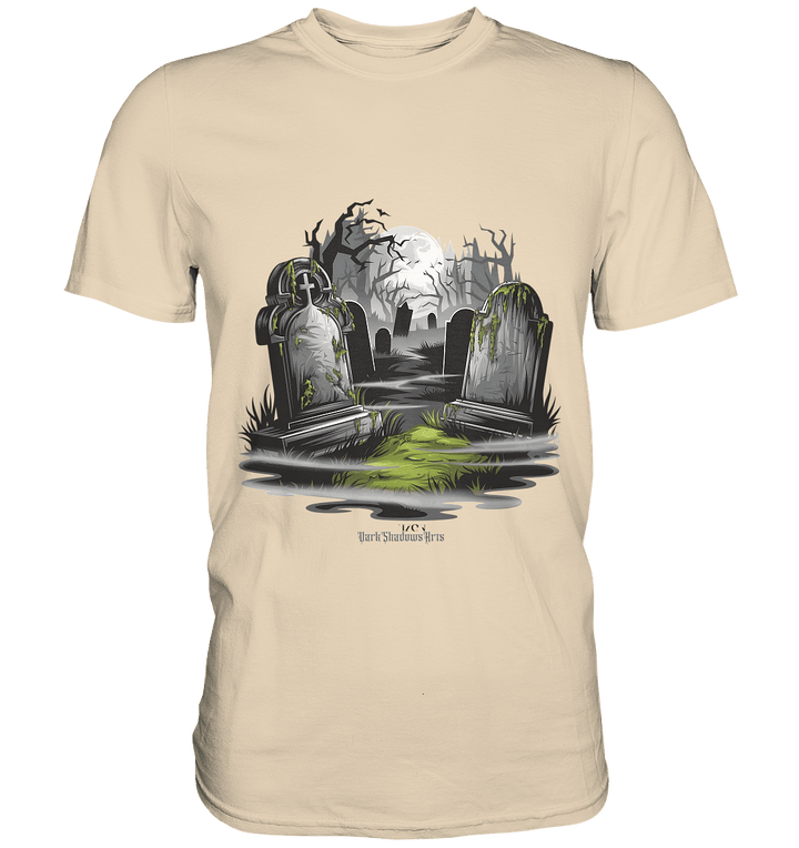 Spukfriedhof mit Vollmond und Nebel - Gruselige Halloween - Kunst - Premium Shirt | Unisex - Shirts | Dark Shadows Arts