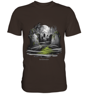 Spukfriedhof mit Vollmond und Nebel - Gruselige Halloween - Kunst - Premium Shirt | Unisex - Shirts | Dark Shadows Arts