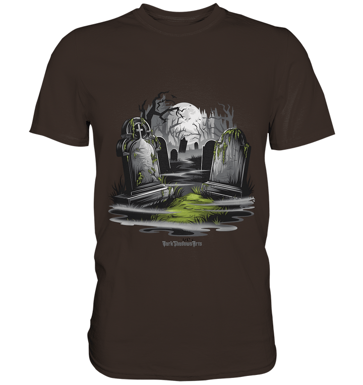 Spukfriedhof mit Vollmond und Nebel - Gruselige Halloween - Kunst - Premium Shirt | Unisex - Shirts | Dark Shadows Arts