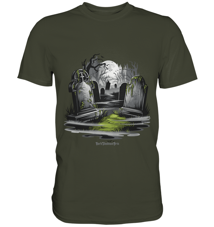 Spukfriedhof mit Vollmond und Nebel - Gruselige Halloween - Kunst - Premium Shirt | Unisex - Shirts | Dark Shadows Arts