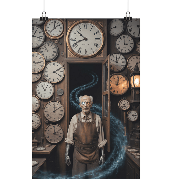 The Clockmaker’s curse - Der mechanische Fluch des ewigen Uhrmacher's - Poster Din A1 (hoch) | Wall Art | Dark Shadows Arts