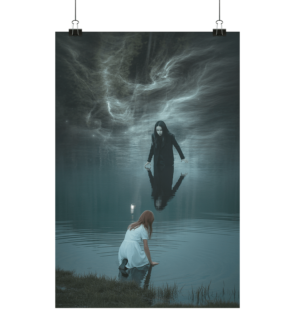 The mirror demon of blackwater lake - Das dunkle Spiegelbild der verlorenen Seele . - Poster Din A1 (hoch) | Wall Art | Dark Shadows Arts