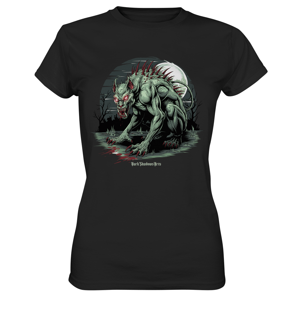 The Mythical Chupacabra with Glowing Red Eyes Horror und Gothic - Ladies Premium Shirt | Lady - Shirts | Dark Shadows Arts