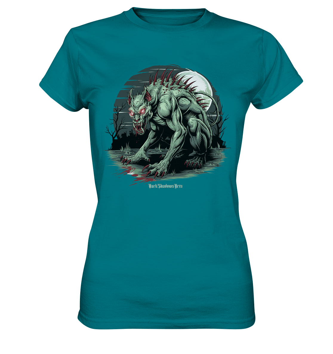 The Mythical Chupacabra with Glowing Red Eyes Horror und Gothic - Ladies Premium Shirt | Lady - Shirts | Dark Shadows Arts