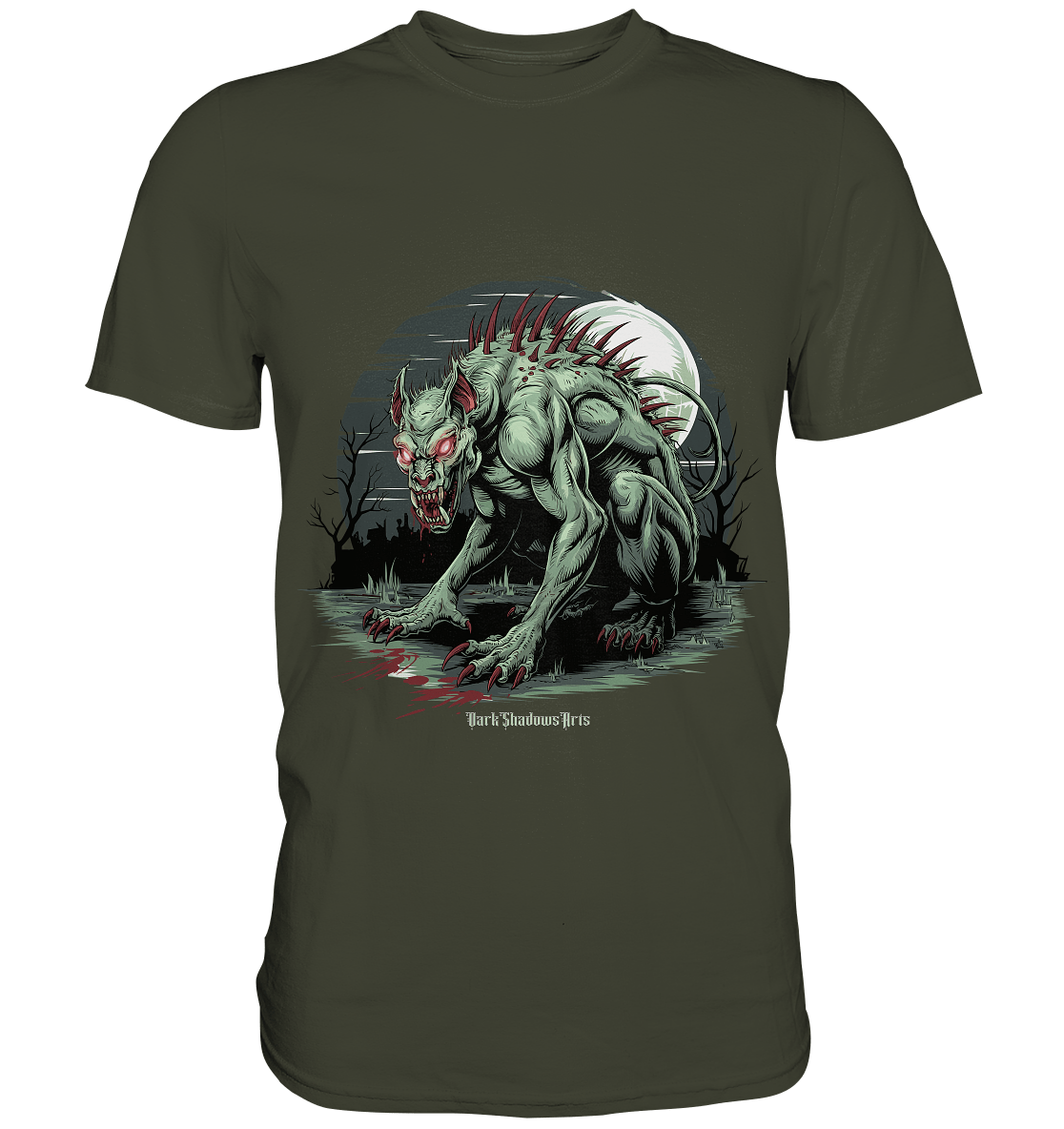 The Mythical Chupacabra with Glowing Red Eyes Horror und Gothic - Premium Shirt | Unisex - Shirts | Dark Shadows Arts