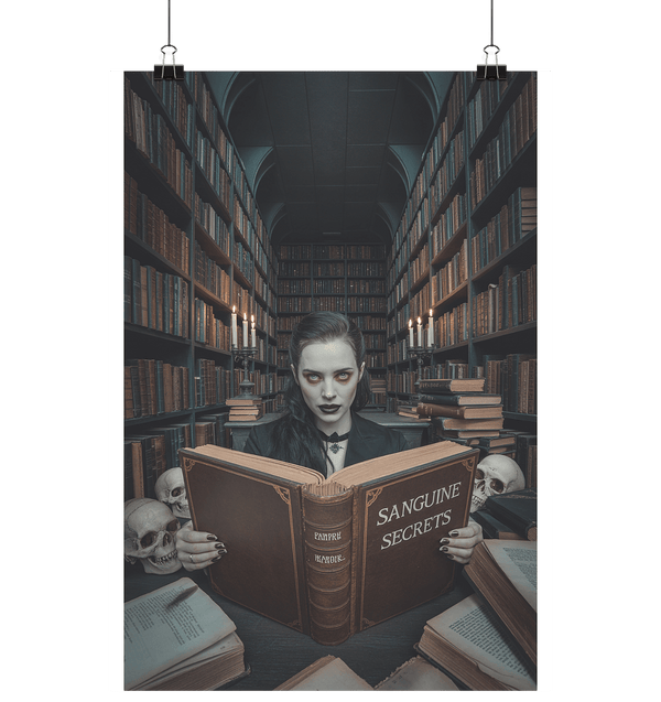 The Vampire Librarian of Forgotten Tomes - Die unsterbliche Hüterin verborgener Bücher - Poster Din A1 (hoch) | Wall Art | Dark Shadows Arts