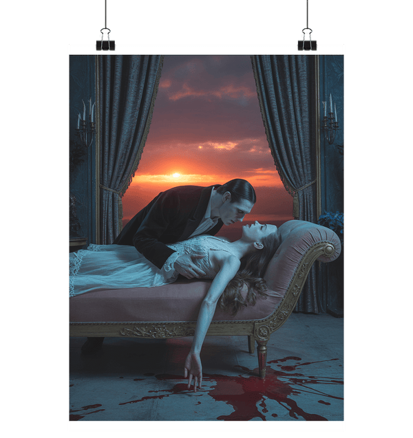 The Vampire’s Last Kiss - ´Der unsterbliche Abschied im Licht der sterbenden Sonne - Poster Din A1 (hoch) | Wall Art | Dark Shadows Arts