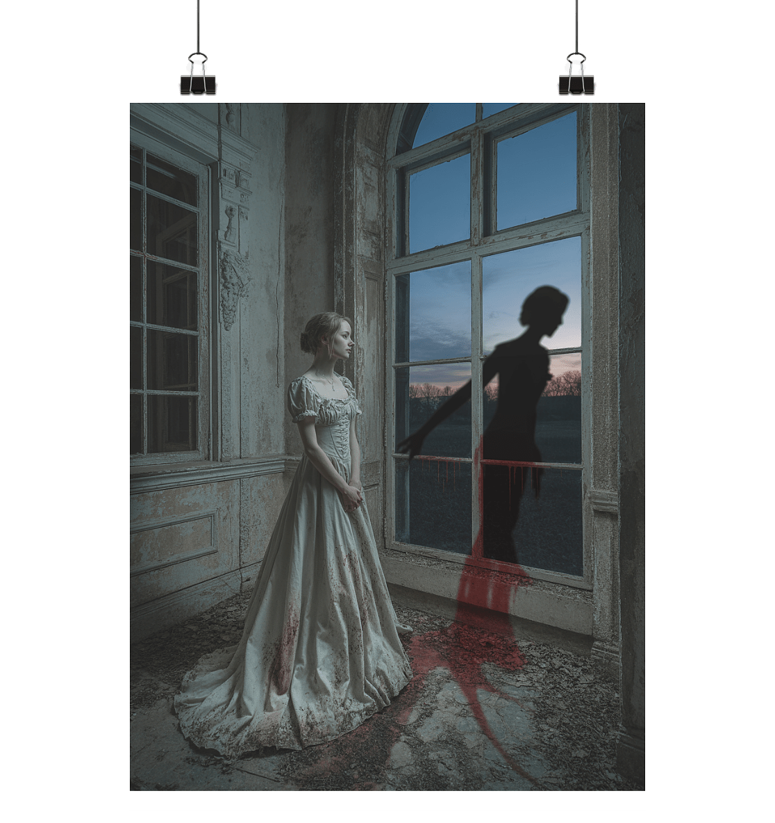 The Widow of Eternal Dusk - Die trauernde Braut zwischen Licht und Schatten - Poster Din A1 (hoch) | Wall Art | Dark Shadows Arts