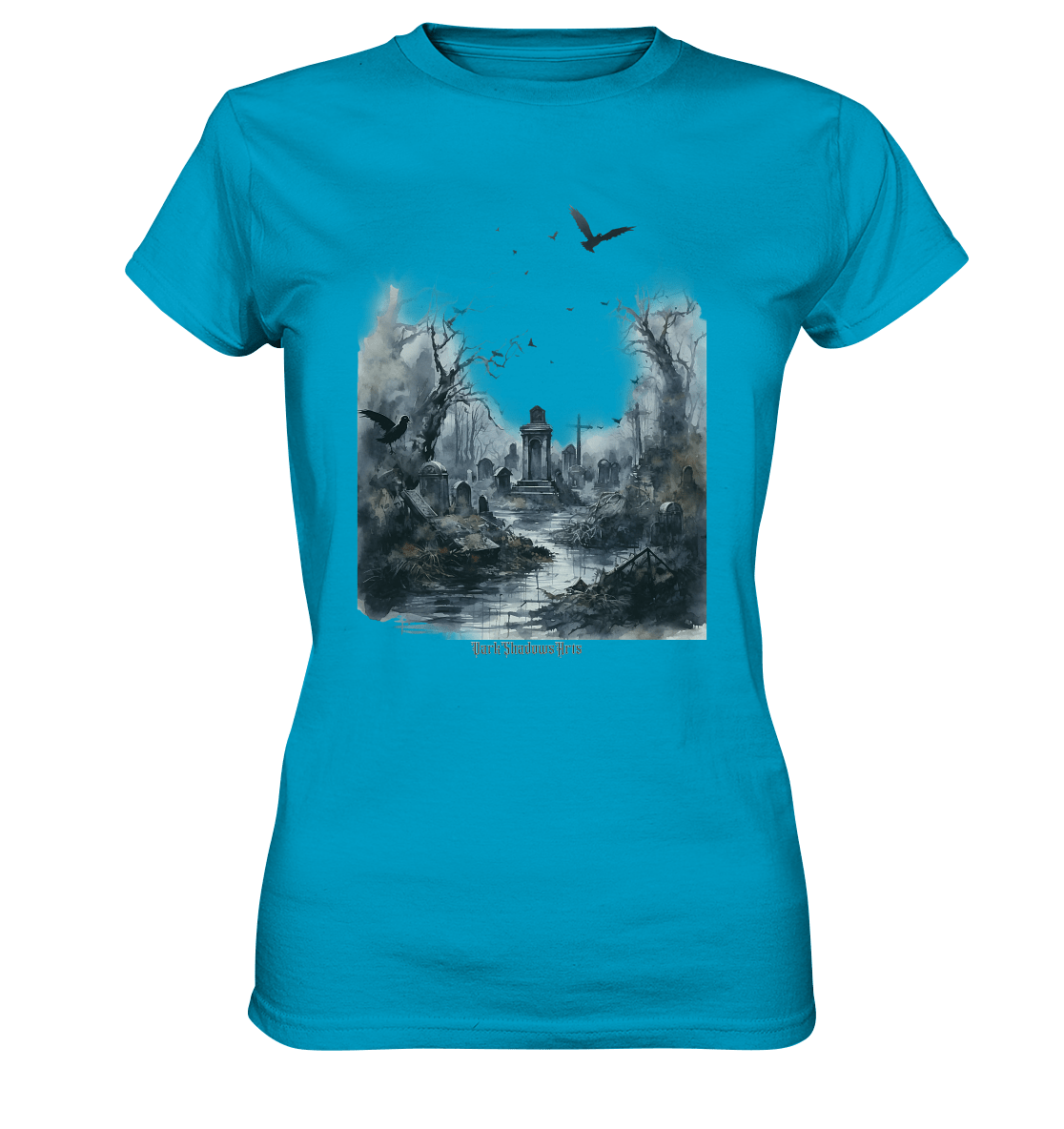 Unheimlicher Nebelfriedhof_ Düstere Aquarellkunst mit Krähen und kahlen Bäumen - Ladies Premium Shirt | Lady - Shirts | Dark Shadows Arts
