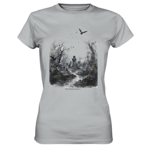 Unheimlicher Nebelfriedhof_ Düstere Aquarellkunst mit Krähen und kahlen Bäumen - Ladies Premium Shirt | Lady - Shirts | Dark Shadows Arts