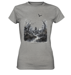 Unheimlicher Nebelfriedhof_ Düstere Aquarellkunst mit Krähen und kahlen Bäumen - Ladies Premium Shirt | Lady - Shirts | Dark Shadows Arts