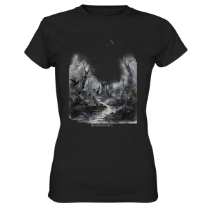 Unheimlicher Nebelfriedhof_ Düstere Aquarellkunst mit Krähen und kahlen Bäumen - Ladies Premium Shirt | Lady - Shirts | Dark Shadows Arts