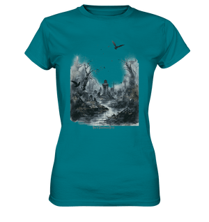 Unheimlicher Nebelfriedhof_ Düstere Aquarellkunst mit Krähen und kahlen Bäumen - Ladies Premium Shirt | Lady - Shirts | Dark Shadows Arts