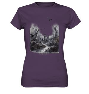 Unheimlicher Nebelfriedhof_ Düstere Aquarellkunst mit Krähen und kahlen Bäumen - Ladies Premium Shirt | Lady - Shirts | Dark Shadows Arts