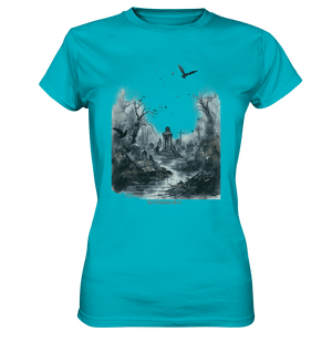 Unheimlicher Nebelfriedhof_ Düstere Aquarellkunst mit Krähen und kahlen Bäumen - Ladies Premium Shirt | Lady - Shirts | Dark Shadows Arts