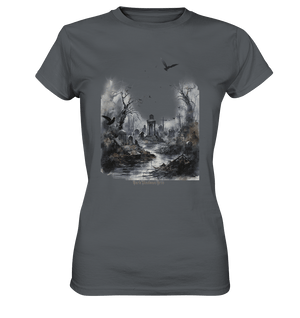 Unheimlicher Nebelfriedhof_ Düstere Aquarellkunst mit Krähen und kahlen Bäumen - Ladies Premium Shirt | Lady - Shirts | Dark Shadows Arts