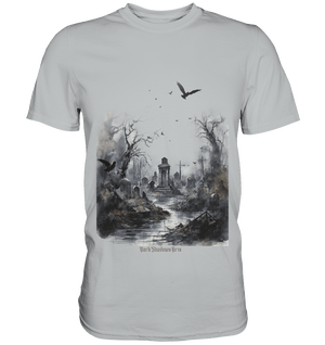 Unheimlicher Nebelfriedhof_ Düstere Aquarellkunst mit Krähen und kahlen Bäumen - Premium Shirt | Unisex - Shirts | Dark Shadows Arts