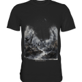 Unheimlicher Nebelfriedhof_ Düstere Aquarellkunst mit Krähen und kahlen Bäumen - Premium Shirt | Unisex - Shirts | Dark Shadows Arts