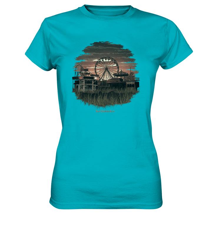 Verlassener Jahrmarkt bei Sonnenuntergang Unheimliches Riesenrad und überwucherter Rasen - Ladies Premium Shirt | Lady - Shirts | Dark Shadows Arts