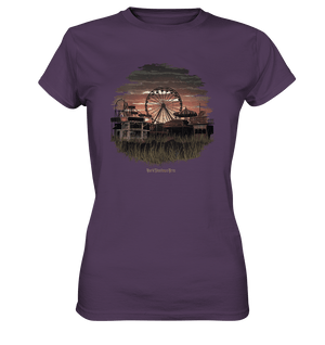 Verlassener Jahrmarkt bei Sonnenuntergang Unheimliches Riesenrad und überwucherter Rasen - Ladies Premium Shirt | Lady - Shirts | Dark Shadows Arts